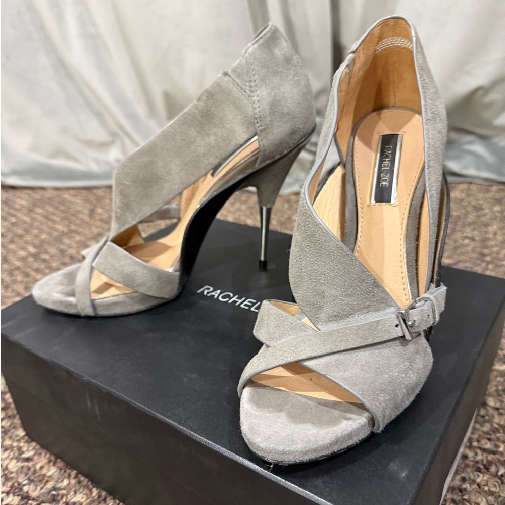 Rachel Zoe Elegant Gray Suede Heels